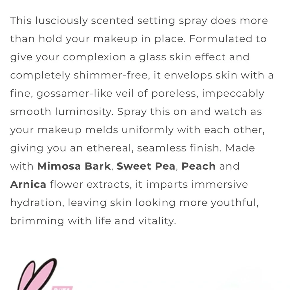 Seraphine Botanicals Mimosa Mist - Glass Skin Setting Spray, Sealed NEW 50 mL